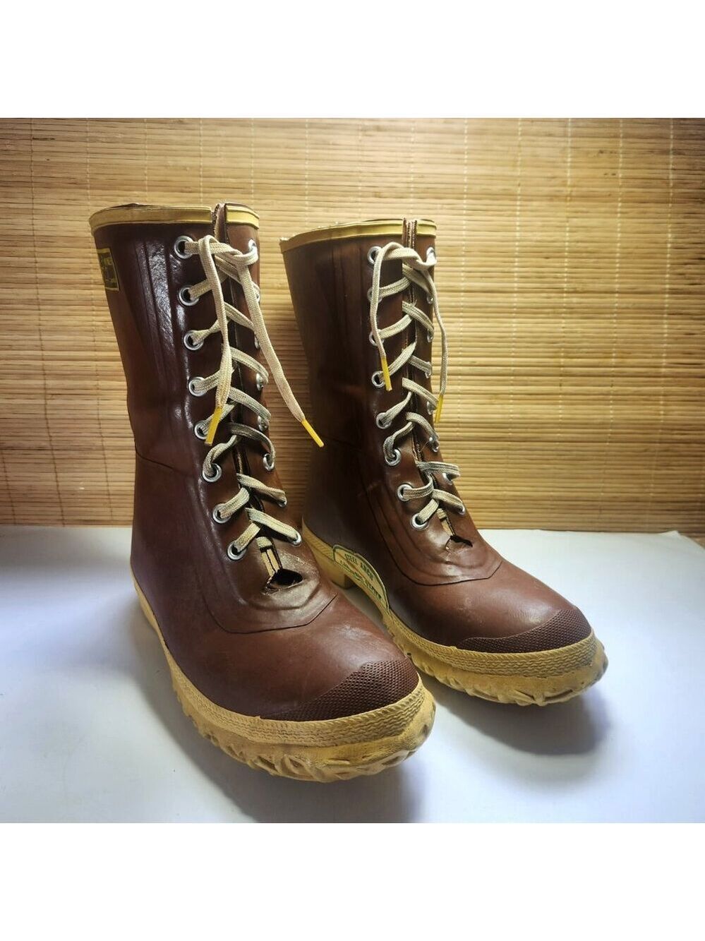 Vintage Miner Rubber Boots Hunting Boots Men's 8 Lace up Steel Arch